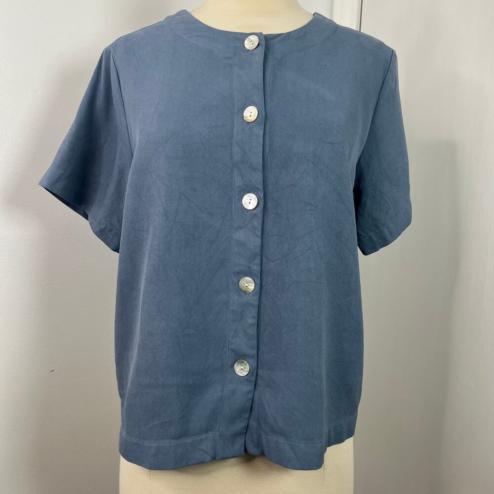 ORVIS Women's 100% Silk Short Sleeve Button Down Shirt Classic Minimalist Size M - Picture 4 of 13